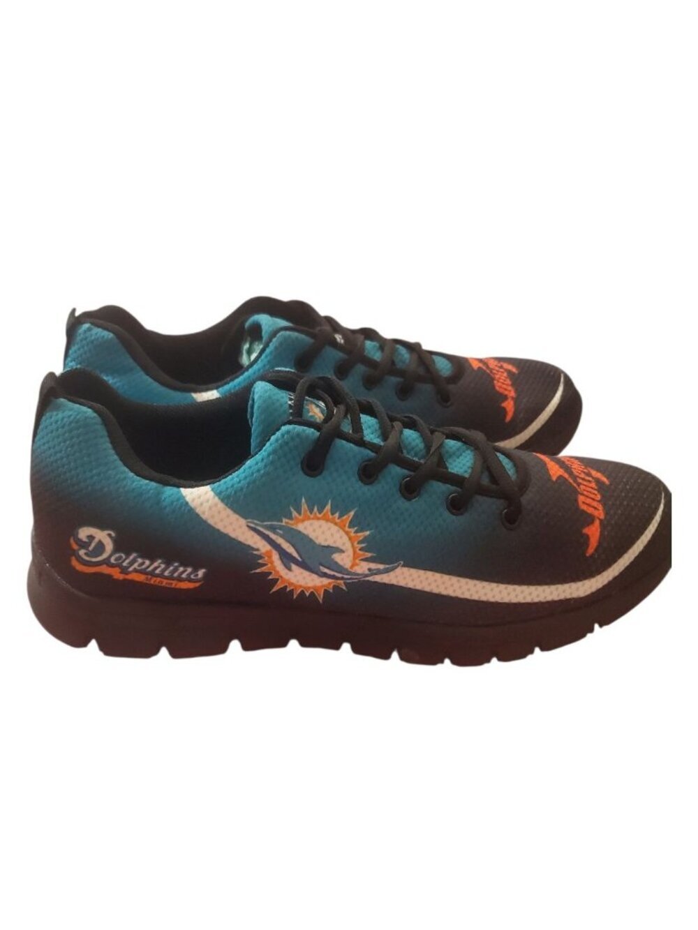 Miami Dolphins Fan Sneakers Sports Shoes Unisex Lightweight Teal/Blk Sze 44 - Picture 10 of 12